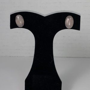 15 by 10 mm Oval Rose Quartz Post Earrings